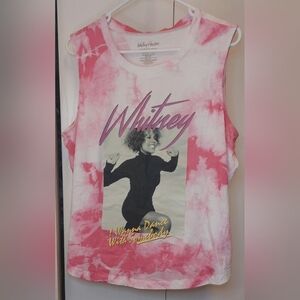 Whitney Houston (I Wanna Dance) Large Pink Tie Dye Tank Top Graphic Band Tee